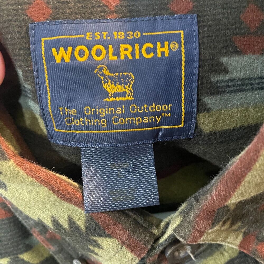 Vintage Woolrich Shacket Mens Large Aztec Southwestern Button Up Heavy Flannel - Picture 6 of 11